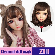 (Zhi)Crossdress Sweet Girl Resin Half Head Female Kigurumi Mask With BJD Eyes Cosplay Anime Doll Mask (Zhi)Crossdress Sweet Girl Resin Half Head Female Kigurumi Mask With BJD Eyes Cosplay Anime Doll Mask